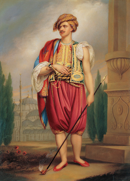 「A Portrait of Thomas Hope in Turkish Costume」Henry Bone作